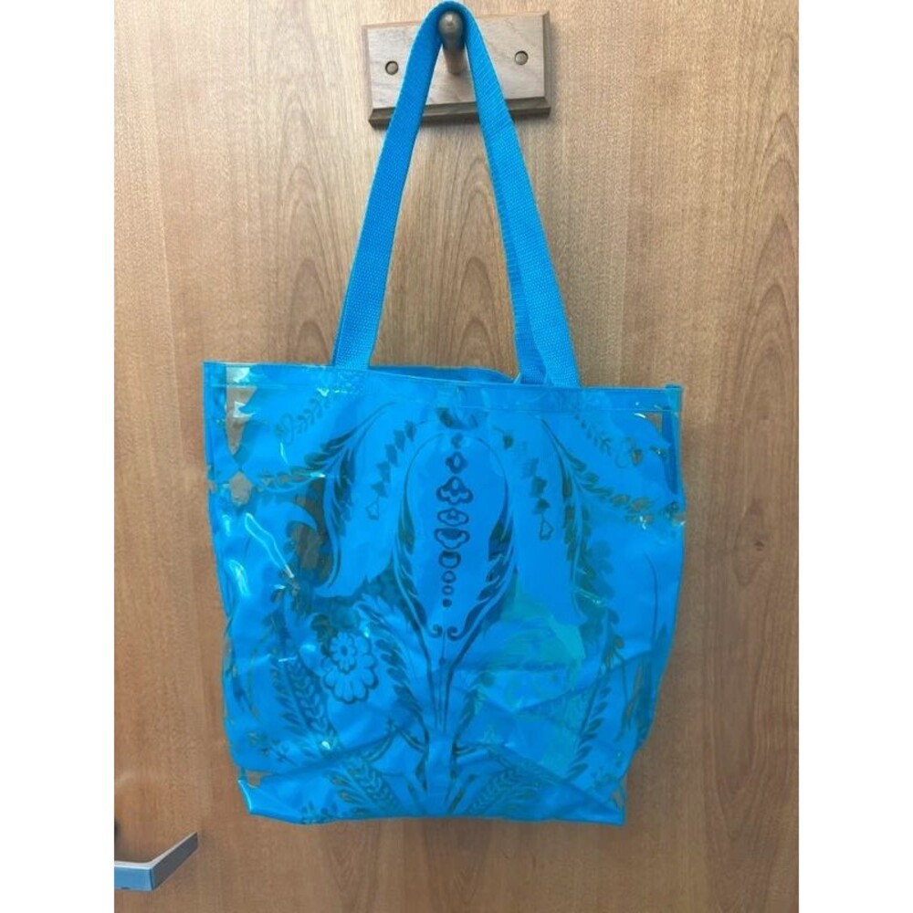 PVC plastic tropical clear/turquoise tote set